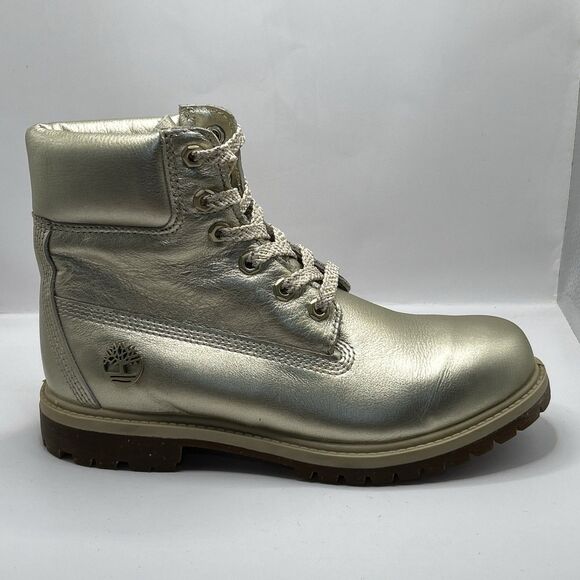 Timberland 6-Inch Premium Waterproof Boots Gold Leather Women’s 7.5M Store Model - Picture 9 of 16